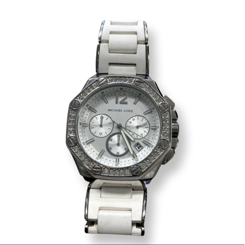 Hard-to-Find Michael Kors Camille MK5563 Silver Chronograph Watch - Picture 4 of 6